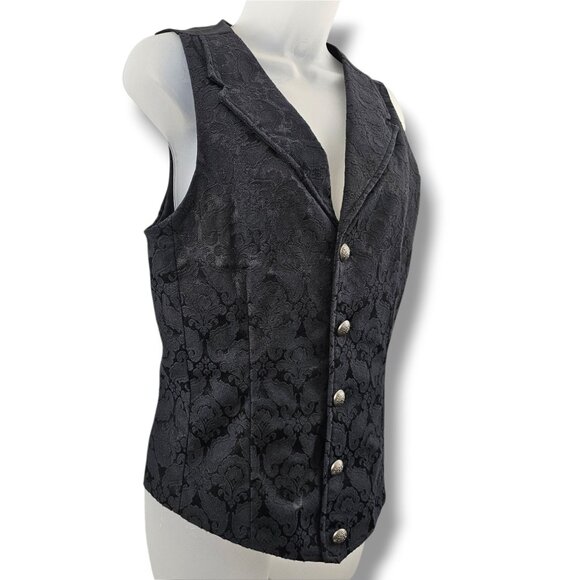 DarcChic Brocade Vest Size S Black Paisley Whimsigoth Vampy Steampunk Gothic - Picture 2 of 11